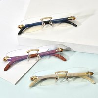 Lunettes sans monture en bois de luxe diamant décoration qualité hommes Prescription myopie monture optique lunettes d'usine lunettes sans monture