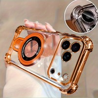 Coque de téléphone plaquée luxe pour iPhone 17 Pro Max 16 Plus 15 14 13 12 11 17 Air avec support magnétique et béquille