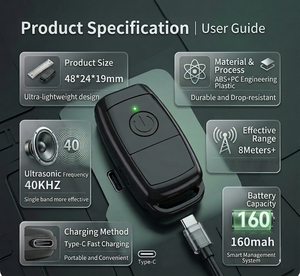 Mini Répulsif Ultrasonique Portable pour Chiens et Chats, Rechargeable, 40 kHz, Entraîneur <span class=keywords><strong>Anti</strong></span>-<span class=keywords><strong>Aboiement</strong></span> Sonique pour Animaux de Compagnie, <span class=keywords><strong>Portée</strong></span> de 8 m, Garantie 1 An - Product Image 2