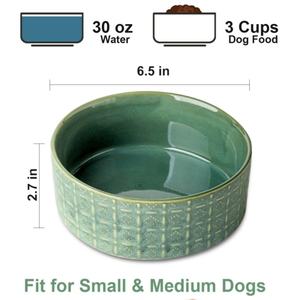 Mangkuk Anjing Keramik 6,5 inci, Mangkuk Makanan Anjing, Mangkuk Air, Piring Anjing untuk Anak Anjing Sedang dan Kecil, Hijau - Product Image 4