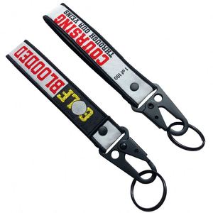 Promotion Gift Brand Logo <b>Custom</b> Woven Tag Embroidery Keychain Lanyards Chain <b>Key</b> Strap - Product Image 3