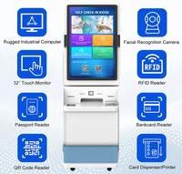 Distributeur de cartes 32 pouces, distributeur automatique de billets, imprimante A4 multifonctionnelle, carte bancaire, paiement de factures, kiosque d'enregistrement en libre service