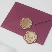Sello de Cera 3D de Lujo en Bronce Antiguo, Adhesivo, con Diseño de Cabeza de Ciervo/Toro, para Invitaciones de Boda y Empaquetado