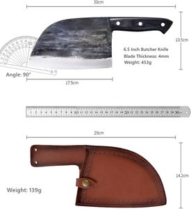 Cuchillo de Chef Serbio Forjado de 6.7 Pulgadas, Hoja Entera, Afilado como una Navaja, Acero con Alto Contenido de Carbono, Cuchillo de Carnicero para <span class=keywords><strong>Carne</strong></span> con Funda de Cuero para Cocinar - Product Image 2