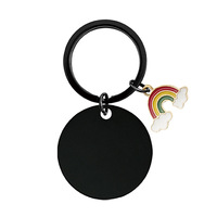 Ywyougang Mehrfarbiger Anpassbarer Logo Vintage Cartoon Edelstahl Handgefertigter Metall-Schlüsselanhänger Regenbogen-Anhänger Mode