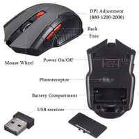 Souris de Jeu Mécanique Sans Fil 2,4 GHz, Récepteur USB, 6 Boutons, 1600 DPI, Ergonomique pour Gauchers, pour Ordinateurs Portables Mac et ESports