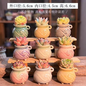 Thiết Kế 100 Bán Buôn Gốm Ngón Tay Cái Mọng Nước Chậu Hoa Bắc Âu Tráng Men Ice Nứt Trồng Sáng Tạo - Product Image 5