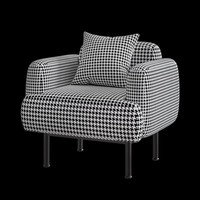Fauteuil de salon simple à motif pied-de-poule, design unique, avec dossier et accoudoirs, idéal pour salon de manucure ou détente