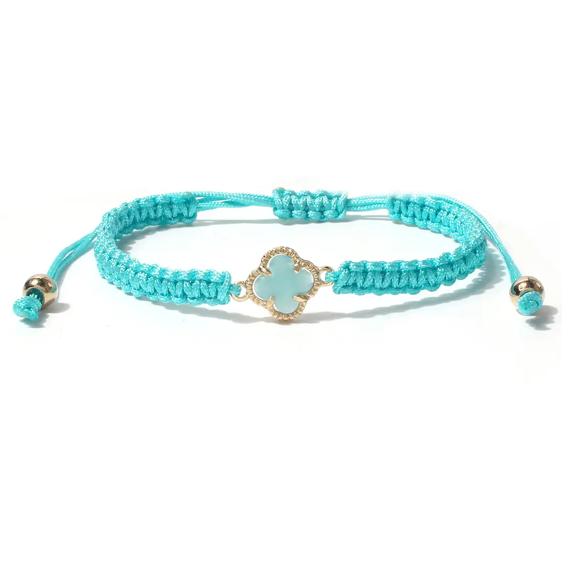 KDC869 venta al por mayor moda suerte trébol de cuatro hojas flor encanto pulsera hecha a mano macramé cuerda joyería mujeres pulseras