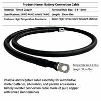 Câble de batterie robuste en caoutchouc silicone AWM avec borne annulaire 6AWG 8AWG 2AWG, gaine thermorétractable rouge et noir pour UPS et batteries solaires