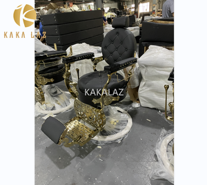 Ensemble de salon Chaise de barbier pour homme Lit à shampoing Gold Vintage Style - Product Image 4