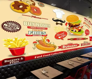 <span class=keywords><strong>Papier</strong></span> <span class=keywords><strong>peint</strong></span> <span class=keywords><strong>peint</strong></span> <span class=keywords><strong>peint</strong></span> Burger Hot Dog Fries <span class=keywords><strong>peint</strong></span> à la main pour la décoration du restaurant - Product Image 4