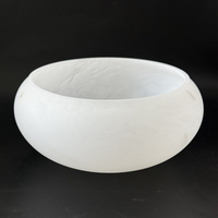 Abat-jour en verre soufflé à la main, motif marbré, ovale plat, en verre opale blanc, pour suspension ou lampe de plafond (pièce de rechange)