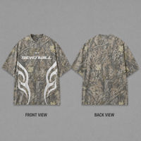 T-shirts pour hommes personnalisés, 100% coton américain, respirants, imprimés camouflage sur toute la surface, impression graphique, coupe courte, style boxy