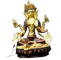 Estatua hecha a mano de diosa de latón dorado, escultura religiosa, budismo, chapado en Metal, nepalí, coleccionable, arte de la INDIA NP Tara