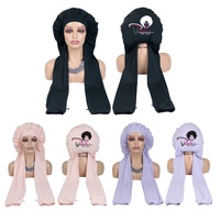 Bonnet Logo Kustom Dengan Dua Tabung Penyangga Pantyhose, Bonnet Tidur Untuk Rambut Panjang, Topi Tidur Untuk Rambut Gimbal, Topi Tidur Untuk Kepang Jumbo, Turban