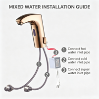 Robinet de lavabo automatique à capteur infrarouge sans contact, mitigeur chaud/froid en laiton massif brossé pour usage commercial
