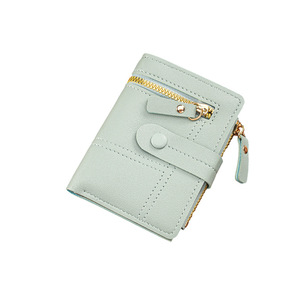 Portefeuille court pour femme avec fermeture à pression, fermeture éclair, plusieurs emplacements pour cartes, couleur unie, usage quotidien - Product Image 5