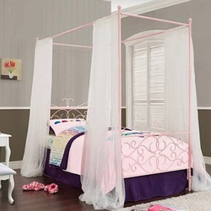 Elegante rondingen en regal details luifel smeedijzeren prinses bed met vier luifel berichten hebben ronde eindstukken op top - Product Image 1