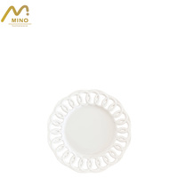 Assiette en céramique blanche ajourée créative, service d'assiettes classiques en porcelaine, plat en porcelaine fine pour mariage, fête, événement, banquet
