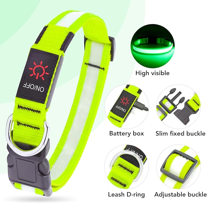 Hapet HA240617 Electronic Pet LED Dog Collar - Reflective Anti-Lost Night Safety Product