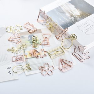 Design personalizzato oro rosa cane dorato bicicletta forma di libro stella materiale graffetta segnalibri per libri di cancelleria materiale scolastico - Product Image 2