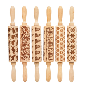 Rouleau à pâtisserie miniature en bois gravé 3D personnalisé pour biscuits de Noël, idéal pour la cuisine et la pâtisserie, pour enfants - Product Image 2