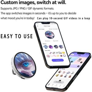 Badge numérique en plastique de 1,8 pouce avec LED clignotante pour vidéo/photo, personnalisable, style découpé, imprimé, pour sacs de mode, avec épingle de sécurité - Product Image 3