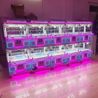 Machine à poupées double couche mécanique à monnayeur pour 4 joueurs avec éclairage LED néon, machine d'arcade pour distributeur de peluches