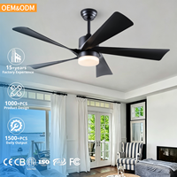 Ventilateur de plafond à 5 pales de 52 pouces avec lumière et télécommande, moteur silencieux moderne pour chambre salon, ventilateur de plafond à LED