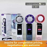 Kipas Pendingin Lipat Mini USB Portabel Kecepatan Tinggi K801 dengan 199 Pengaturan, Plastik ABS, dan Senter