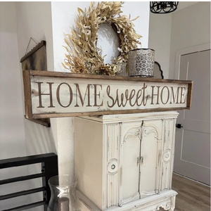 Insegna in Legno Rettangolare Rustica Stile Fattoria Eco-Friendly, Decorazione Murale Effetto Invecchiato 'Home Sweet Home' - Product Image 4