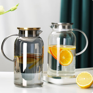 Carafe à eau en verre borosilicate transparent, grande capacité, pour usage domestique, avec fonction d'infusion de citron - Product Image 1