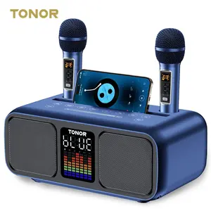 TONOR K9 Rechargeable Portable Bluetooth Wireless Karaoke Speaker with Dual Microphone Supports BT/AUX/USB/Type C/TF Card
