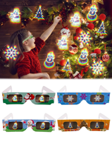 Arbre de Noël 3D Lunettes hologrammes Verres en papier à effet optique emballés en vrac épais Accessoire pour le festival du Nouvel An à usage domestique