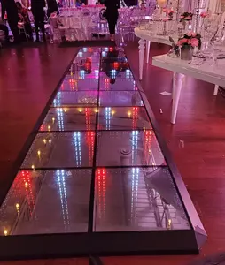 Pista de baile LED con espejo 3D portátil iluminada de vidrio templado RGB de alta calidad para discoteca de fiesta