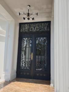 Puerta de Hierro Forjado con Marco de Acero, Vidrio, Estilo Francés en Negro, Cobre, Bronce y Peltre para Escuela, Hogar, Oficina, Hotel, Villa - Product Image 2