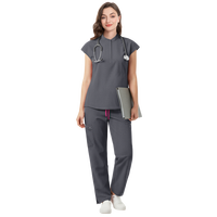 42393 Ensembles de Blouses Médicales Personnalisées ; Ensemble 3 Pièces Uniformes Médicaux Blouses Florales pour Femme Ensembles de Blouses Professionnelles