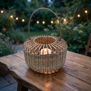 Support à bougie en rotin tressé à la main, porte-bougie en rotin naturel, support à bougie décoratif en rotin, décoration porte-bougie en rotin - Product Image 2