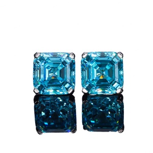 CZCITY Asscher Cut Diamond CZ Stud <b>Earrings</b> S925 Silver Rhodium Plated Square Zircon for Engagement Wedding Anniversary - Product Image 1