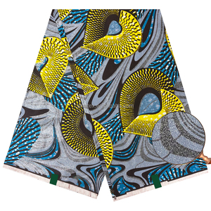 Nouveau Tissu Africain en Coton Imprimé Grand Super Pailleté de Haute Qualité 2026, Tissu Wax <span class=keywords><strong>Doré</strong></span> <span class=keywords><strong>Pagne</strong></span> pour Robe de Mariée - Product Image 4