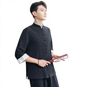 <span class=keywords><strong>เสื้อ</strong></span>เชิ้ตผู้<span class=keywords><strong>ชาย</strong></span>สไตล์ชาติพันธุ์ แขนสามส่วน <span class=keywords><strong>คอ</strong></span><span class=keywords><strong>จีน</strong></span> ประดับลูกปัด ผ้าฝ้ายลินิน สำหรับฤดูใบไม้ผลิ ฤดูร้อน ฤดูใบไม้ร่วง รุ่นใหม่ - Product Image 1