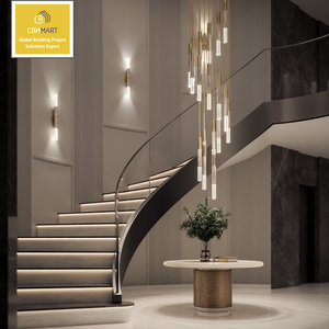 <span class=keywords><strong>Escalier</strong></span> moderne au design incurvé CBMmart avec <span class=keywords><strong>marches</strong></span> en marbre, taille des trous personnalisée, structure en acier, prix abordable - Product Image 4