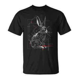 Camiseta con dibujo de conejo, arte abstracto de animales, gráfico geométrico, lebre - Product Image 1