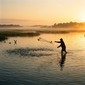 Red de Pesca con Anillo de Aluminio de 12 Pulgadas, Fácil de Lanzar, Radio de 4-12 Pies, Malla de 3/8, para Agua Salada y Dulce, para Cebo Vivo - Product Image 1