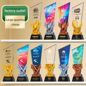 Cristal trophée résine métal éblouissant couleur créative impression fond image étoile à cinq branches peut être gravé - Product Image 4