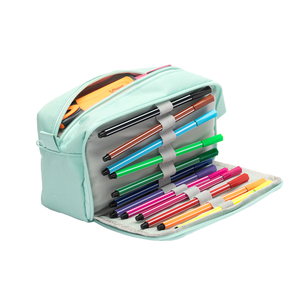 Оптовая продажа: школьный пенал для подростков, 3-слойный, 3 отделения, большая вместимость, холщовый, с большой молнией - Product Image 3