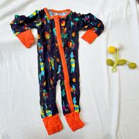 Layanan Cepat Kualitas Tinggi Kustomisasi Pola Halloween Cetak Bambu Tengkorak Labu Mode Ritsleting Dua Arah Rajutan Unisex Bayi