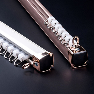 IKSUN Rail de rideau monté au plafond tige ondulation pli robuste Double support rail de rideau en aluminium pour chambre - Product Image 5