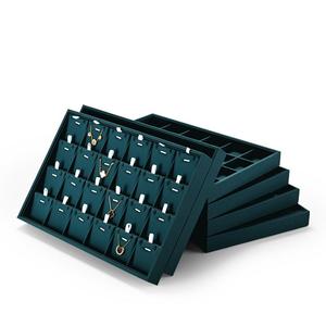 JINSKY Luxury PU Leather Jewelry Rack Display <b>Tray</b> for Rings Pedants Bangles Necklaces - Product Image 1